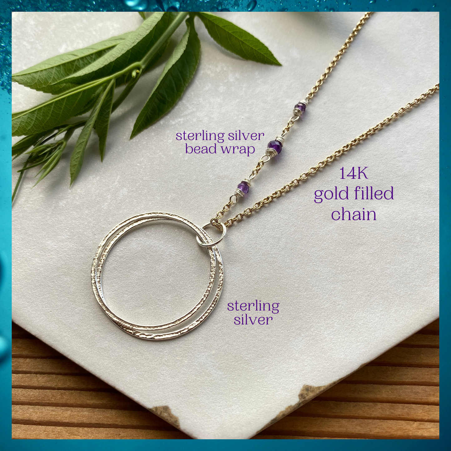 20th Mixed Metal Milestone Necklace with Birthstones