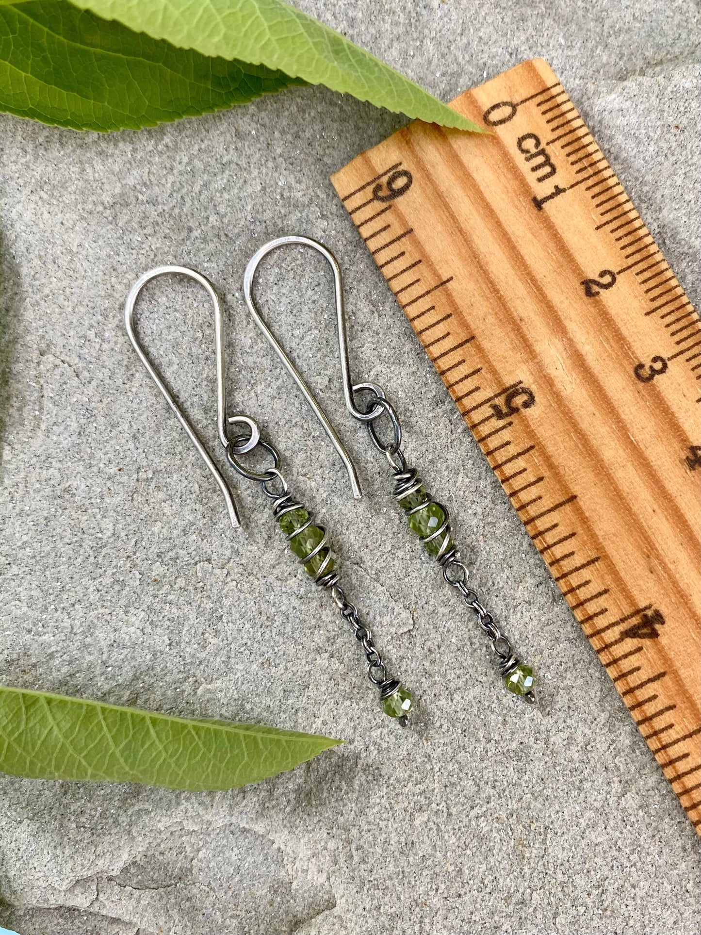 peridot satellite earrings
