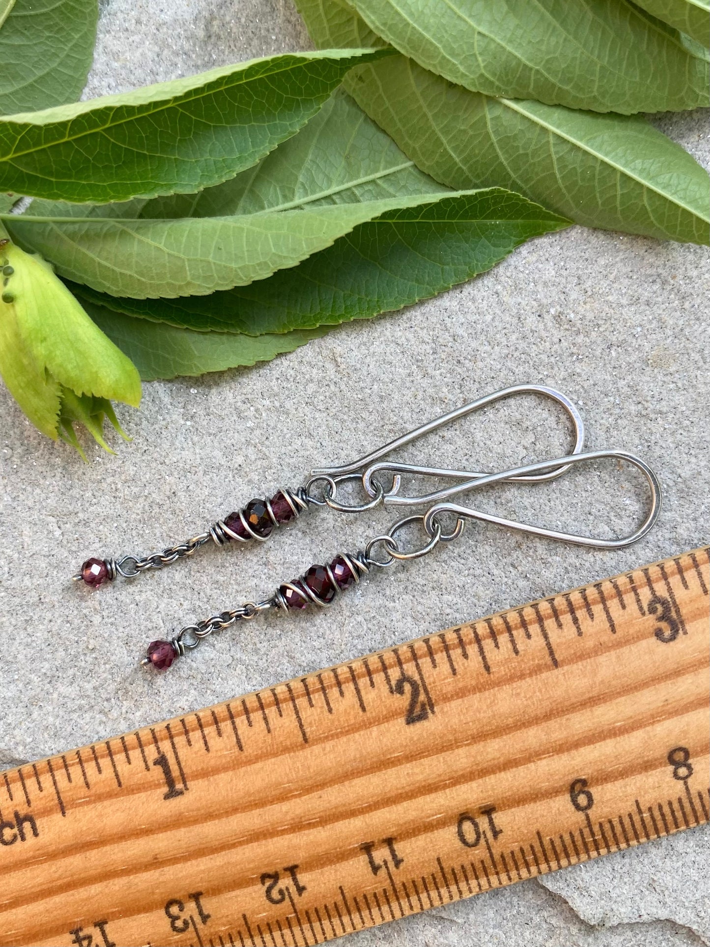 garnet satellite earrings