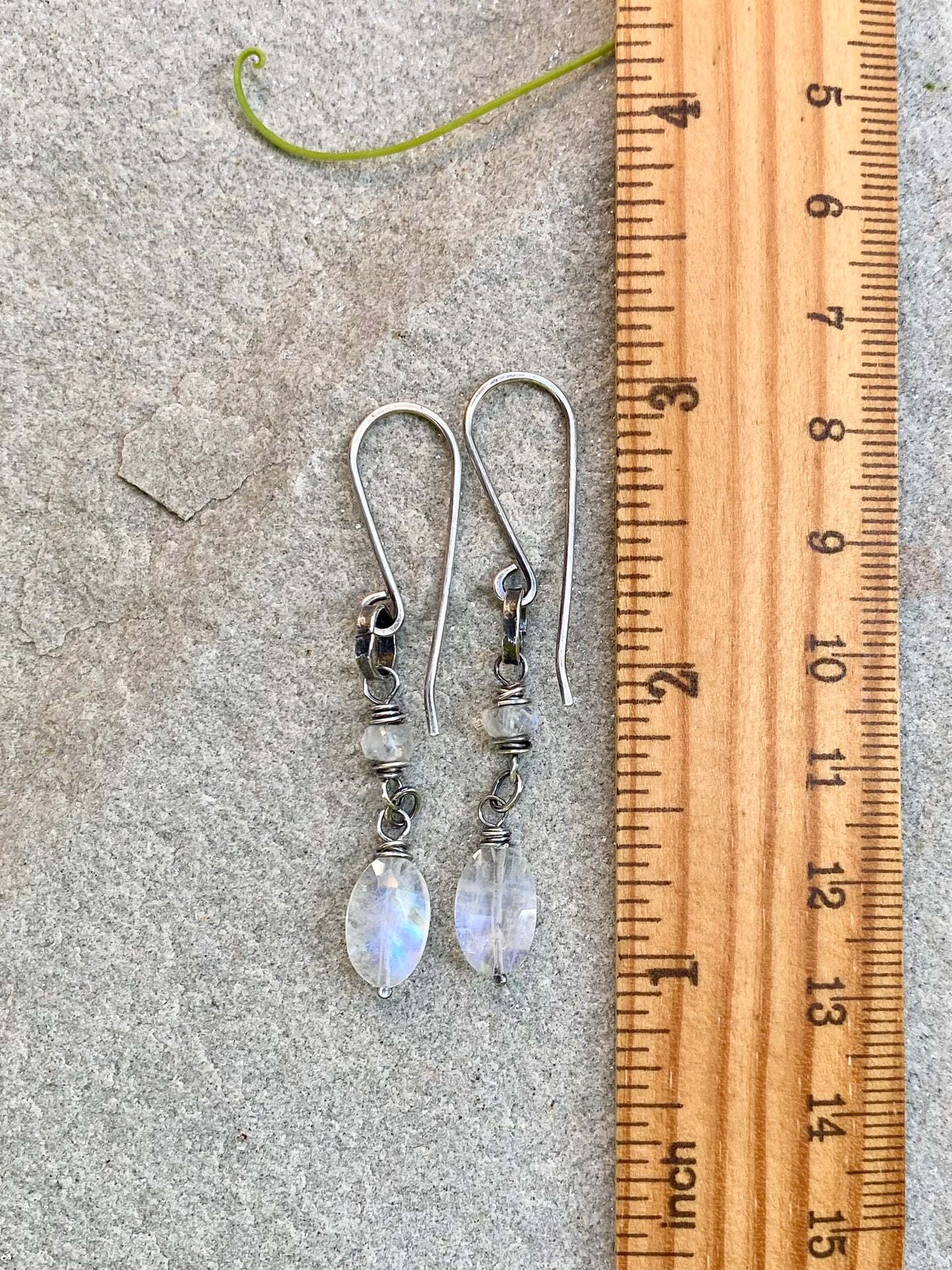 moonstone rustic silver earrings