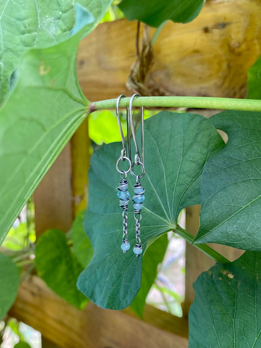 aquamarine satellite earrings