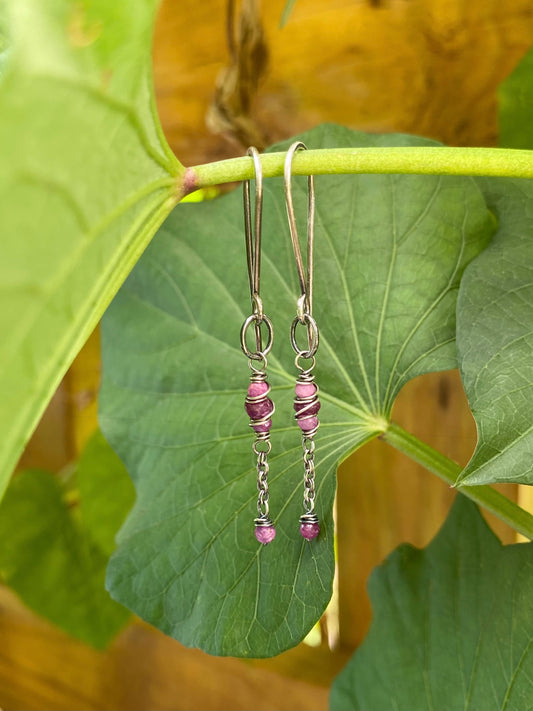 ruby satellite earrings