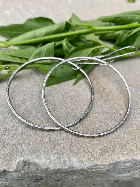 textured 2" circle earrings