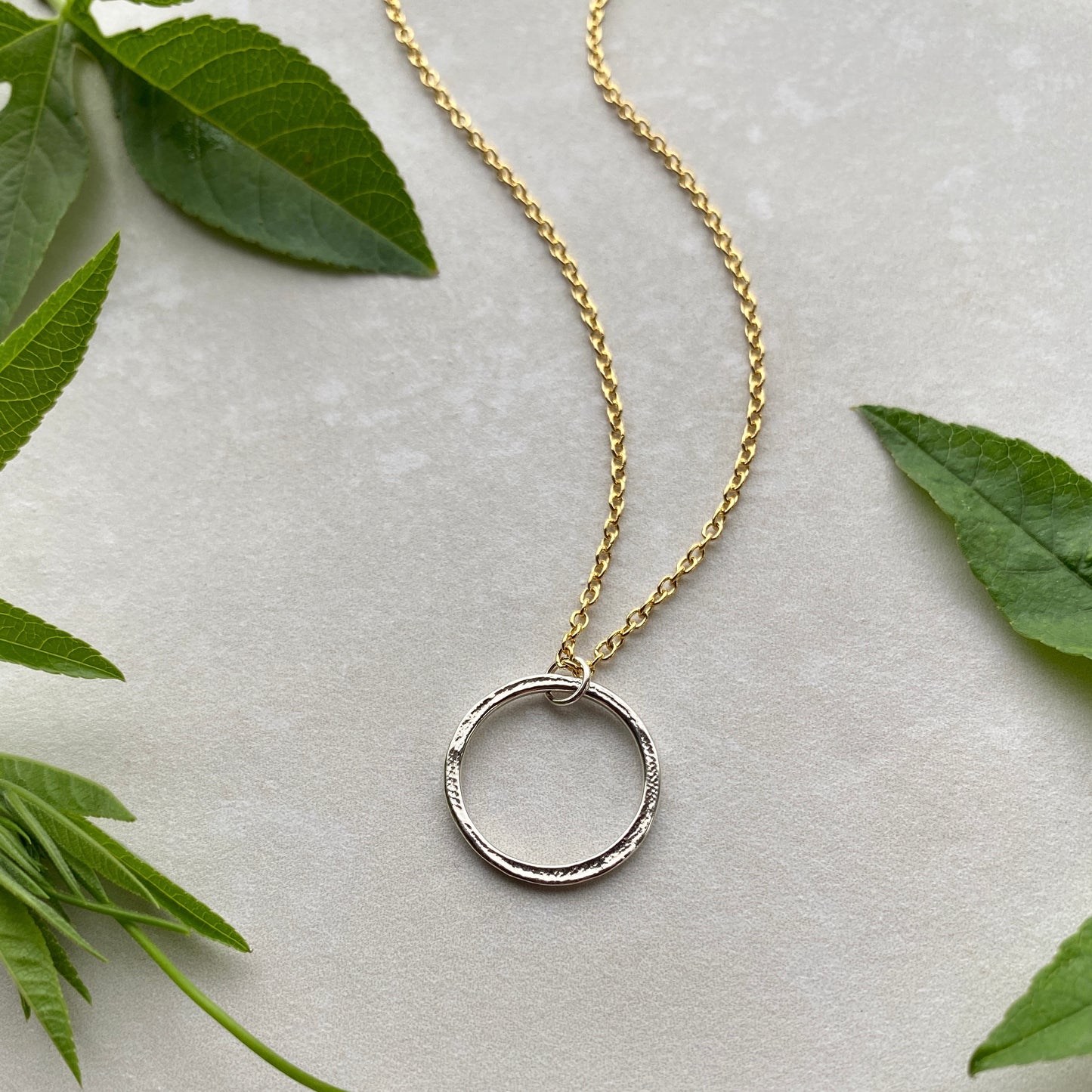 Mixed Metal Organic Circle Necklace