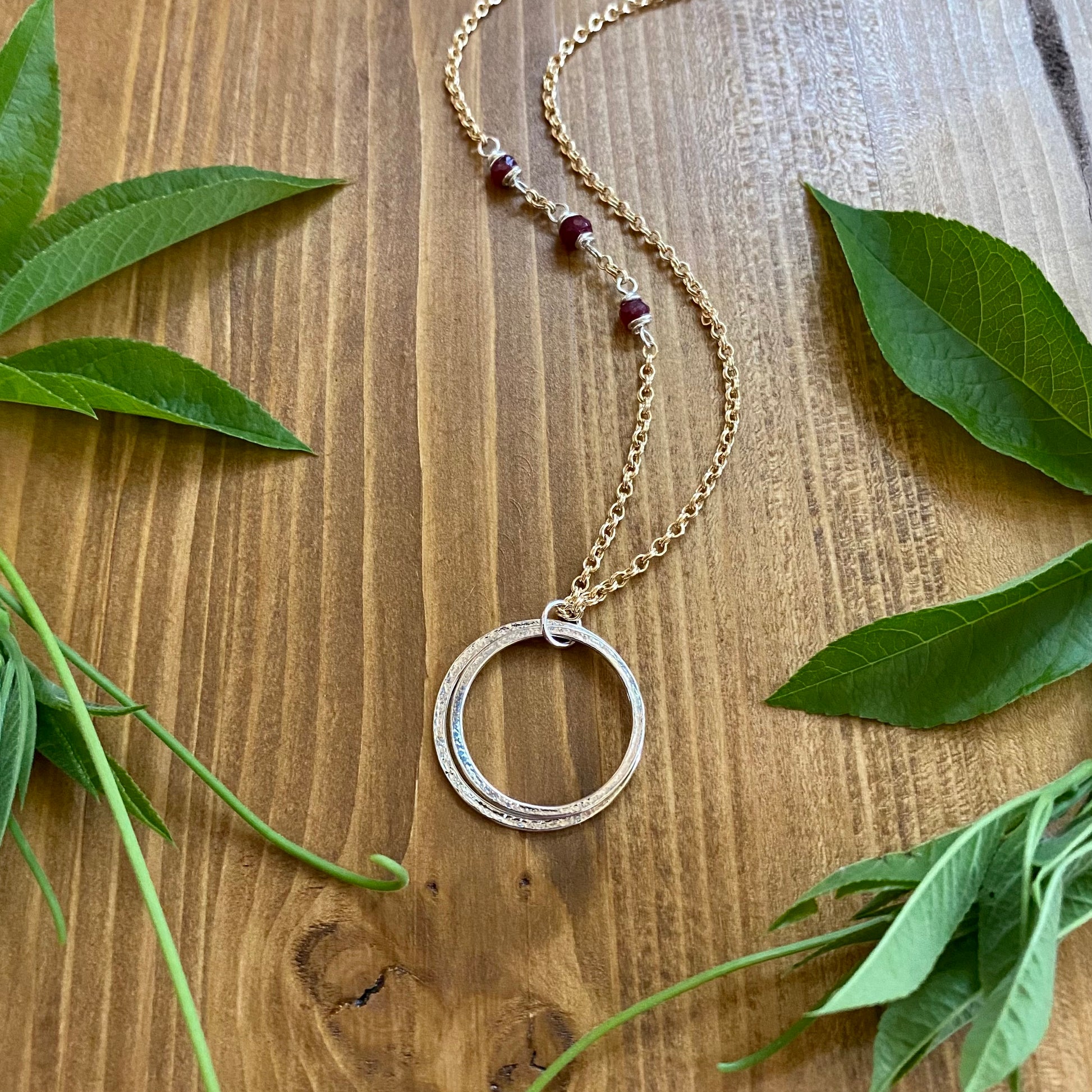 20th Birthday Necklace - Sterling Silver & 14k Gold Fill 2 Rings for 2 Decades Circles Pendant Unique Jewelry Gift for Woman Turning Twenty 