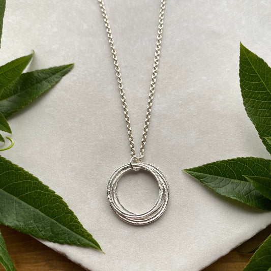 30th Birthday Necklace Gift for Woman Turning Thirty with 3 rings for 3 decades, Sterling Silver with Birthstones