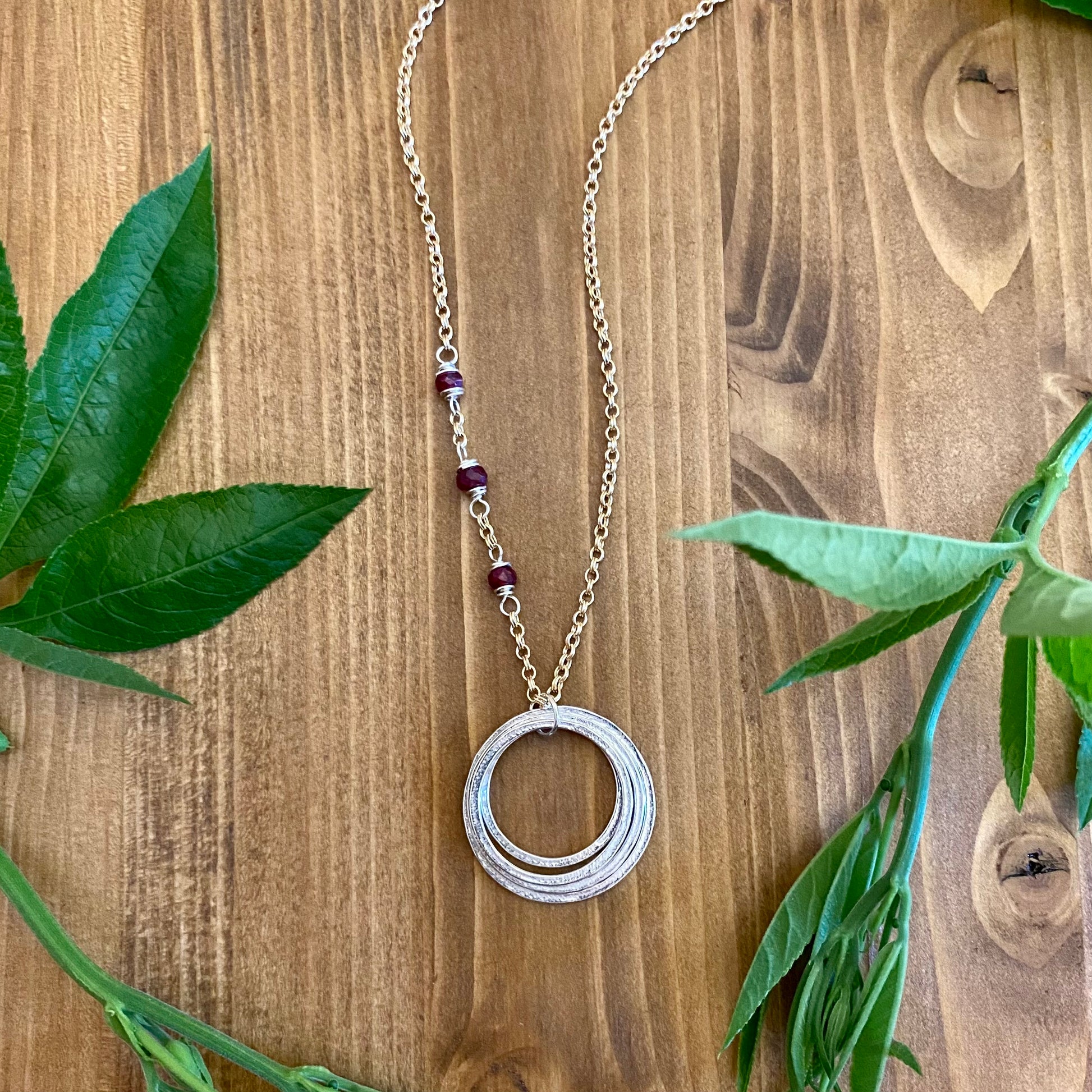 40th Birthday Necklace with Shimmer Texture Circles