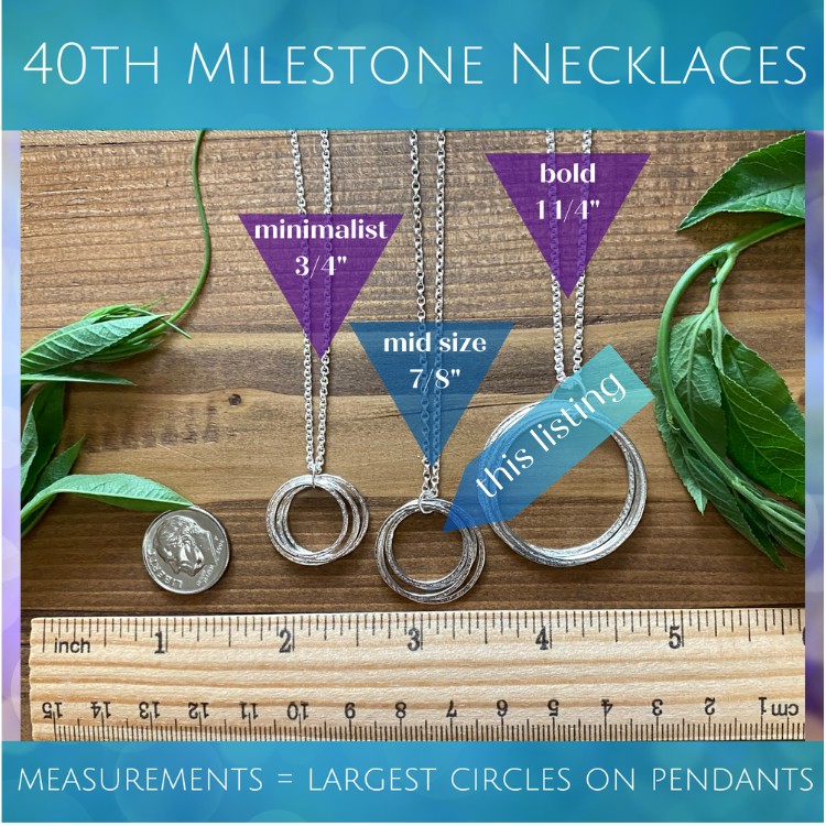 40th Birthday Necklace - Mixed Metal with Birthstones - Mid Size