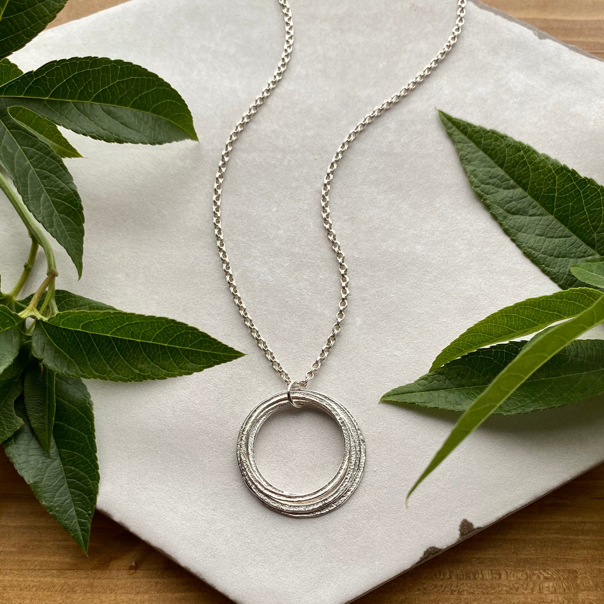 60th Birthday Necklace Gift for Woman Turning Sixty, Sterling Silver 6 Rings Pendant on Elegant Chain