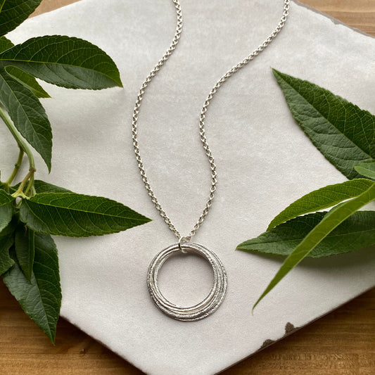 60th Birthday Necklace Gift for Woman Turning Sixty, Sterling Silver 6 Rings Pendant on Elegant Chain