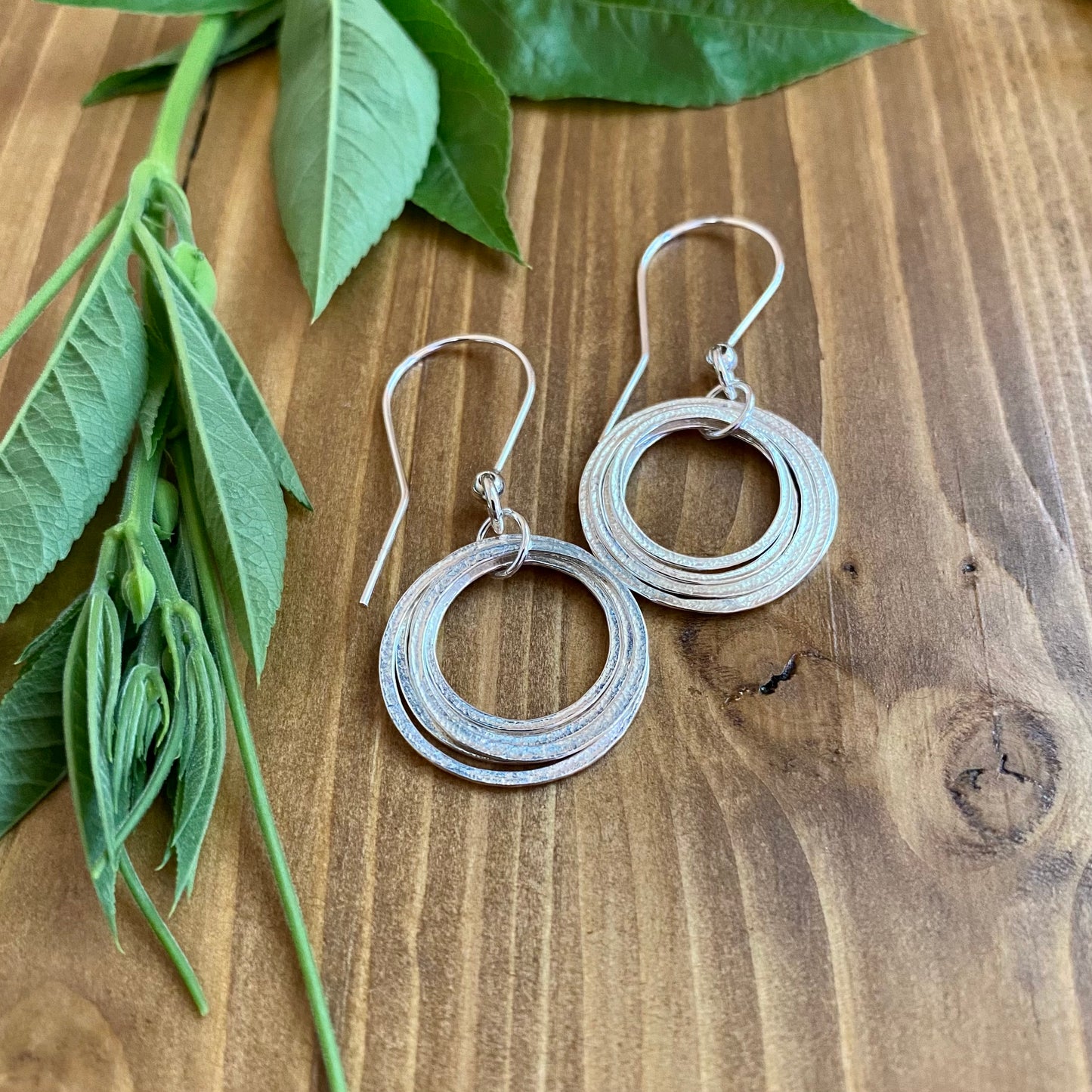 60th birthday silver circle earrings