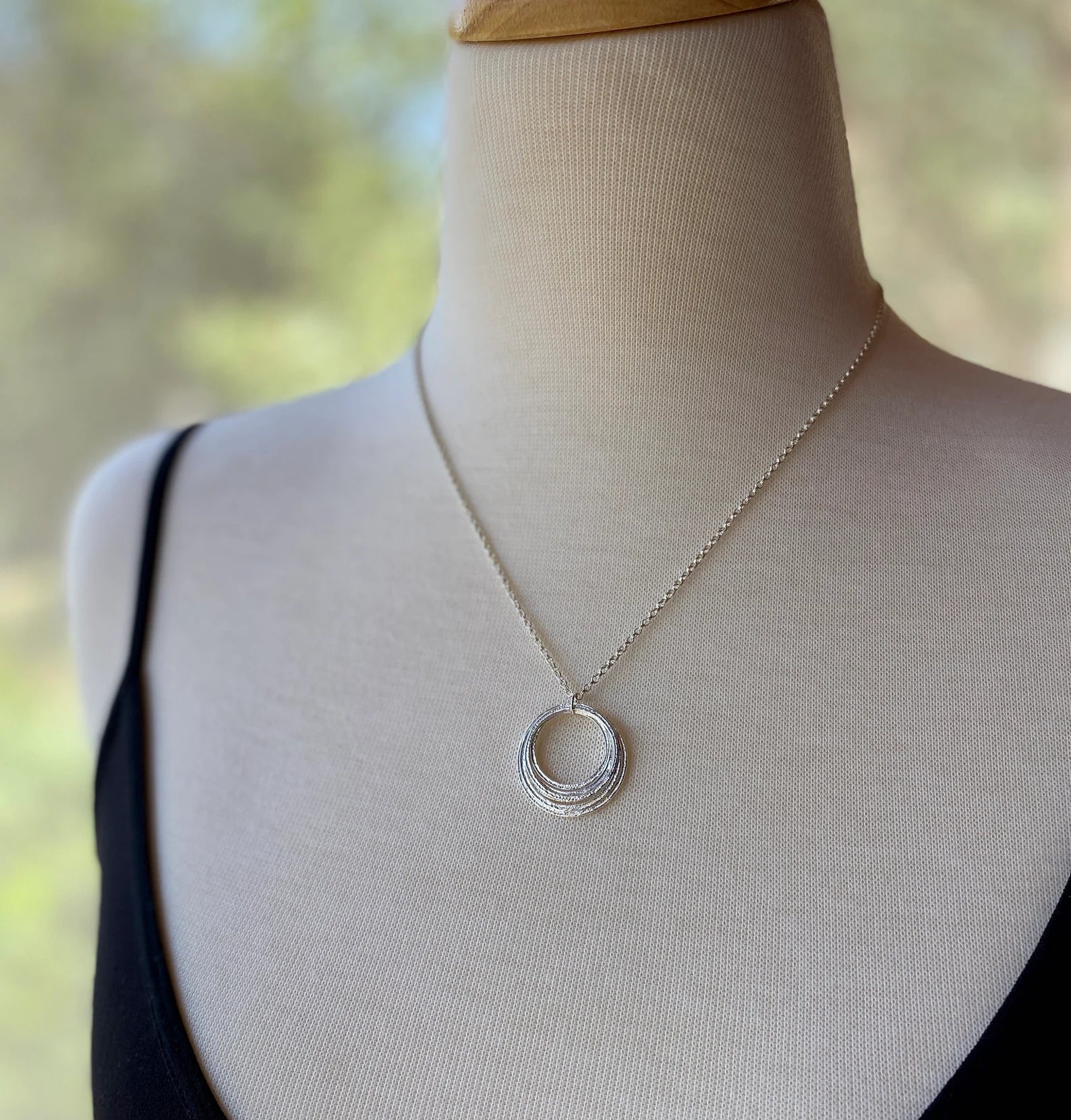 6 Rings Sterling Silver Pendant Necklace for 60th Birthday Milestone Celebration