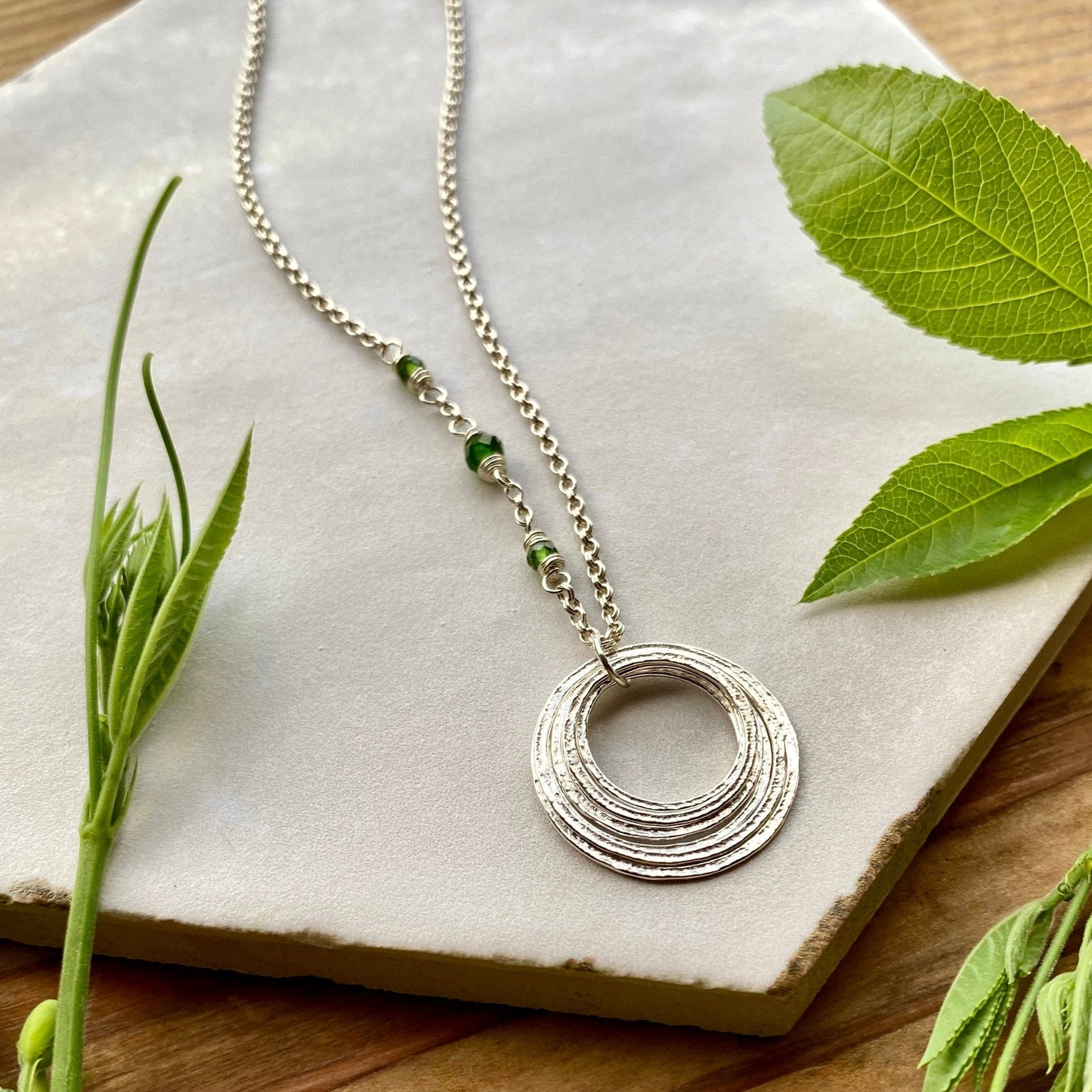 90th Birthday Necklace - Sterling Silver with Birthstones - Minimalist