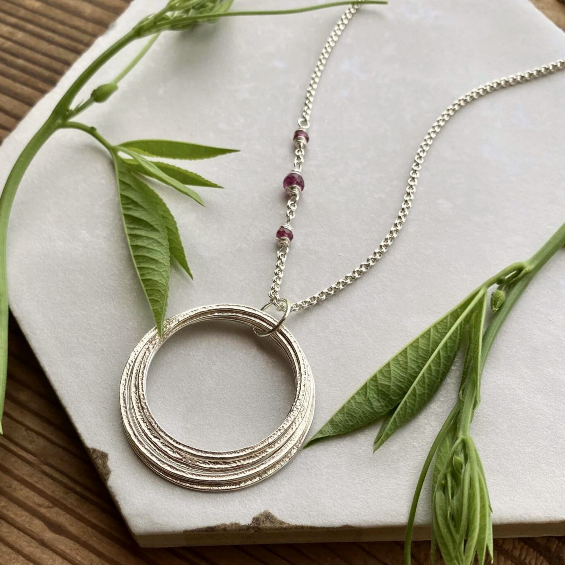 80 birthday gift for woman turning eighty - Sterling Silver 8 Rings for 8 Decades Necklace with Birthstones