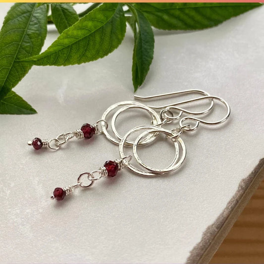 Birthstone Earrings, Sterling Silver Dangle  Earrings