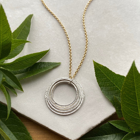 Elegant Birthday Gift Silver & Gold 80th Birthday Necklace Gift for Woman Turning Eighty with 8 rings for 8 decades silver circles pendant, high quality milestone jewelry with beautiful gift wrap