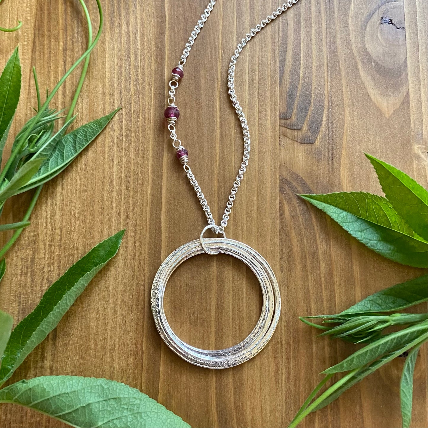 Large Circle Pendant Sterling Silver 60th Birthday Necklace Gift for Woman turning Sixty with 6 rings for 6 decades, elegant high quality milestone jewelry birthday present