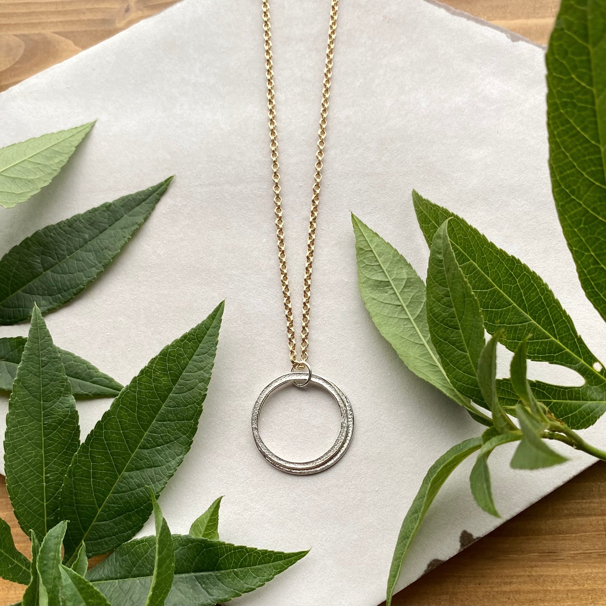Gold & Silver 20th Birthday Necklace Gift for Woman Turning Twenty with 2 rings for 2 decades layered silver circles pendant, high quality milestone jewelry
