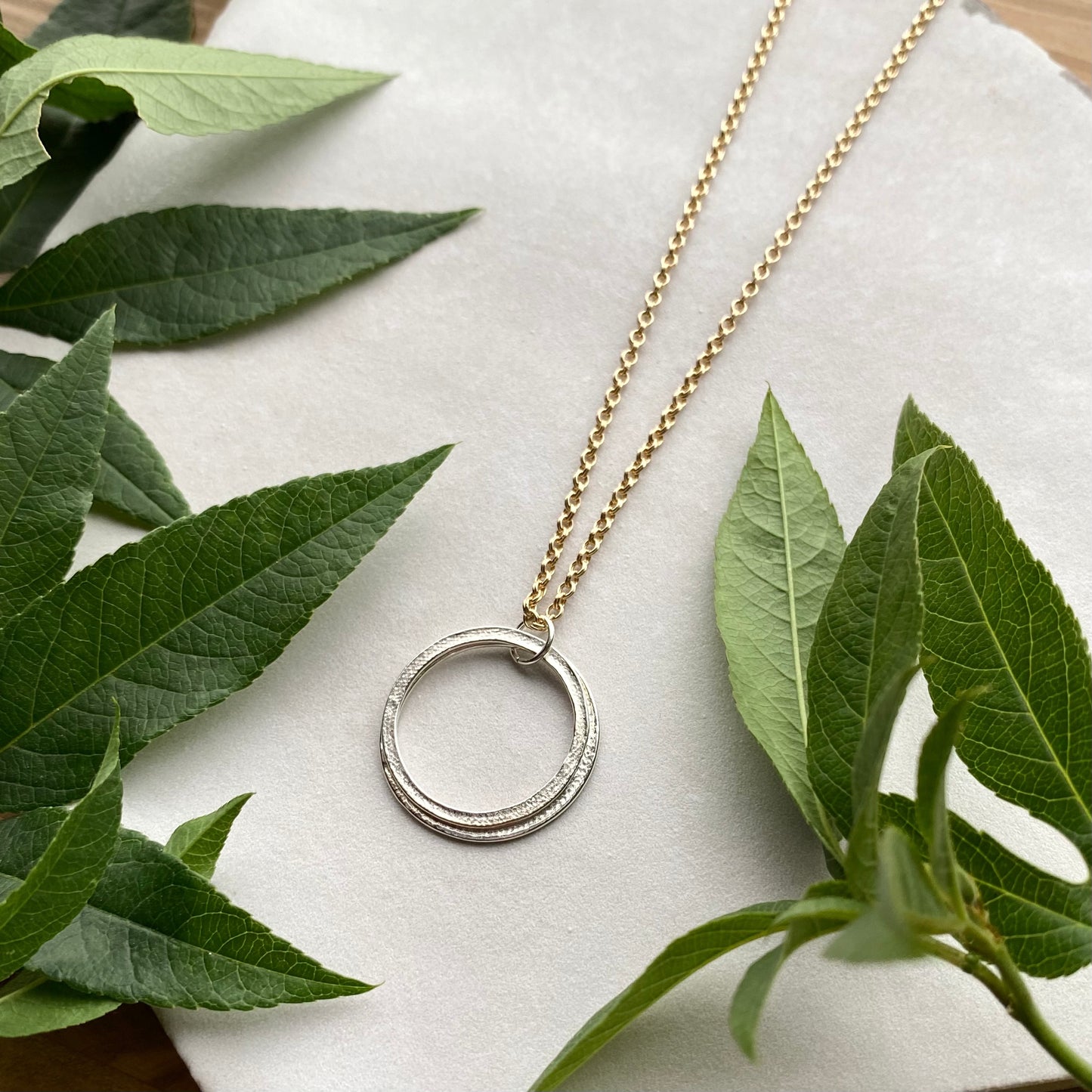 Gold & Silver 20th Birthday Necklace Gift for Woman Turning Twenty with 2 rings for 2 decades layered silver circles pendant, high quality milestone jewelry
