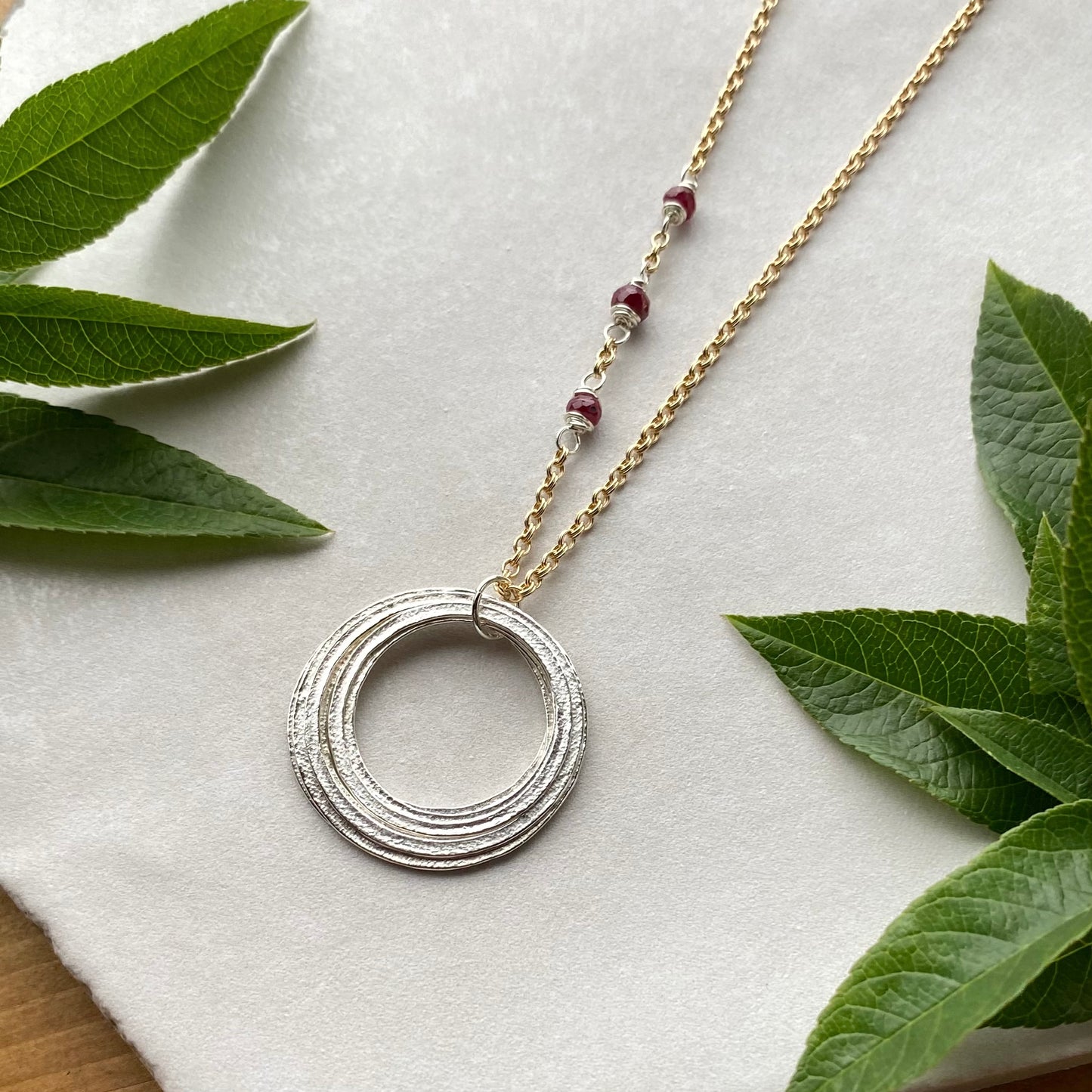 Gold & Silver 70th Birthday Necklace Gift for Woman Turning Seventy with 7 rings for 7 decades silver circles pendant, high quality milestone jewelry