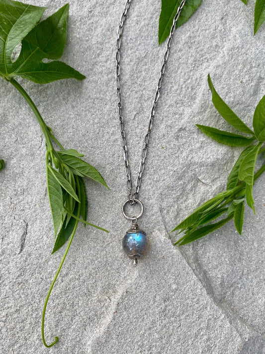 labradorite orb pendant