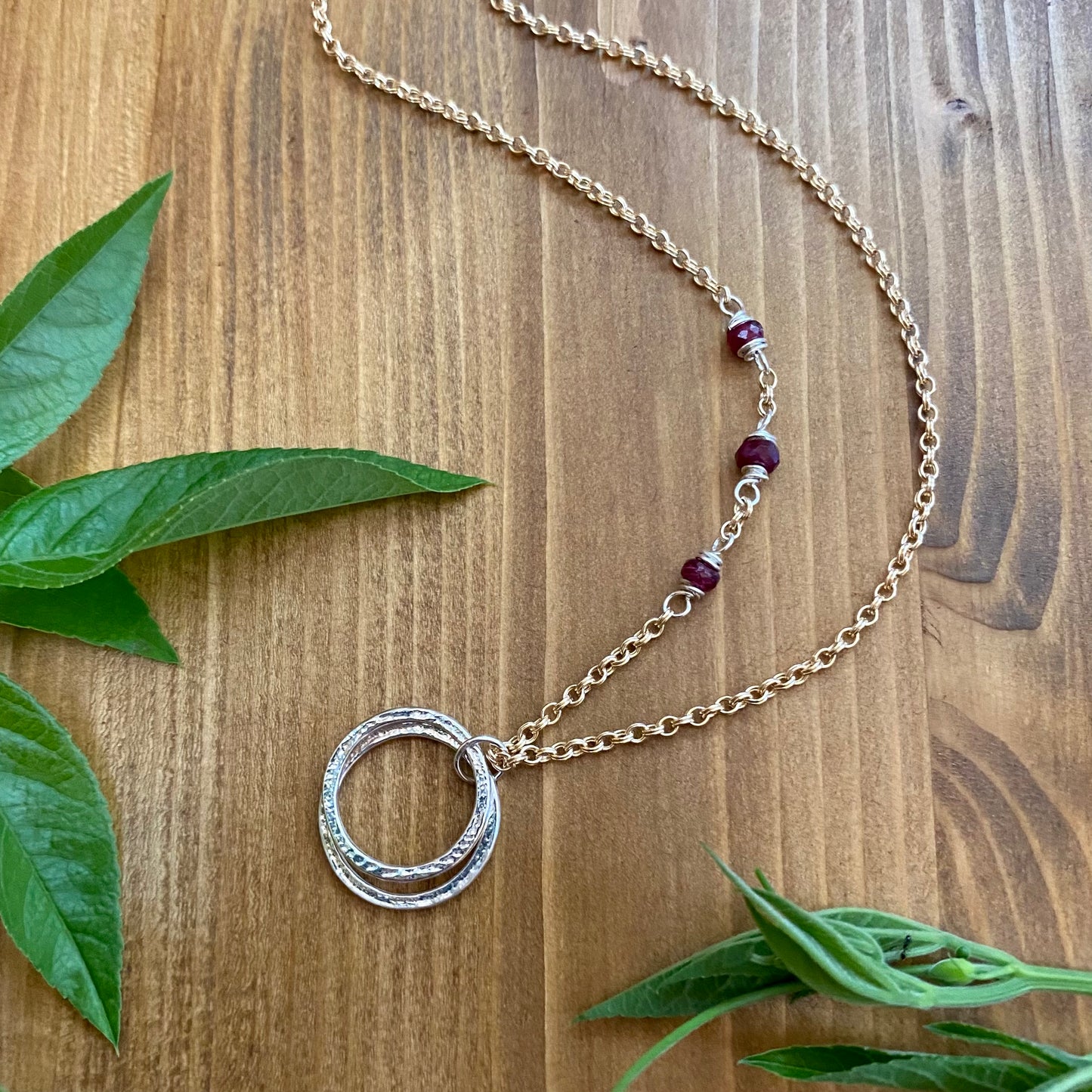 20th Birthday Necklace - Mixed Metal with Birthstones - Minimalist