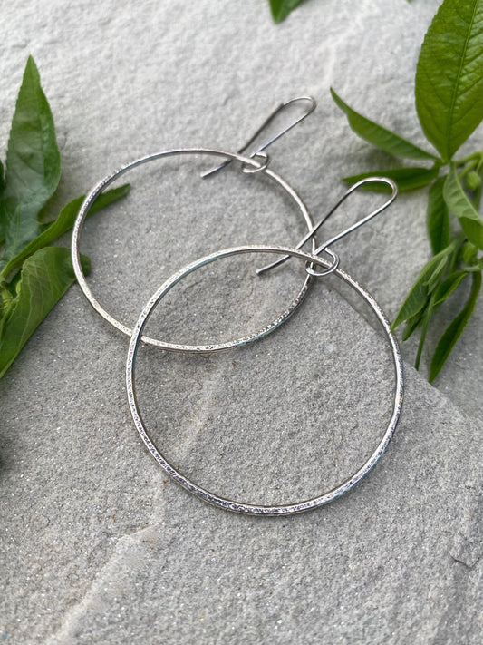 textured 2" circle earrings