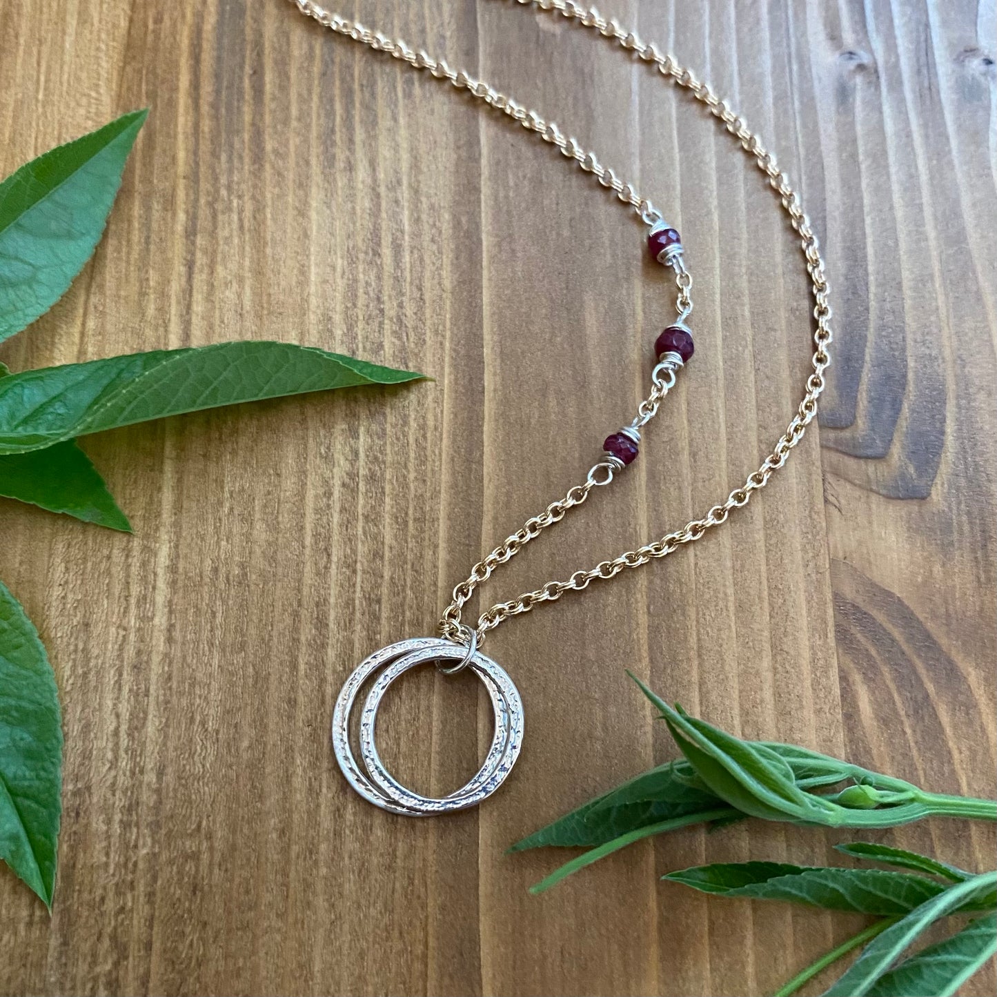 20th Birthday Necklace - Mixed Metal with Birthstones - Minimalist