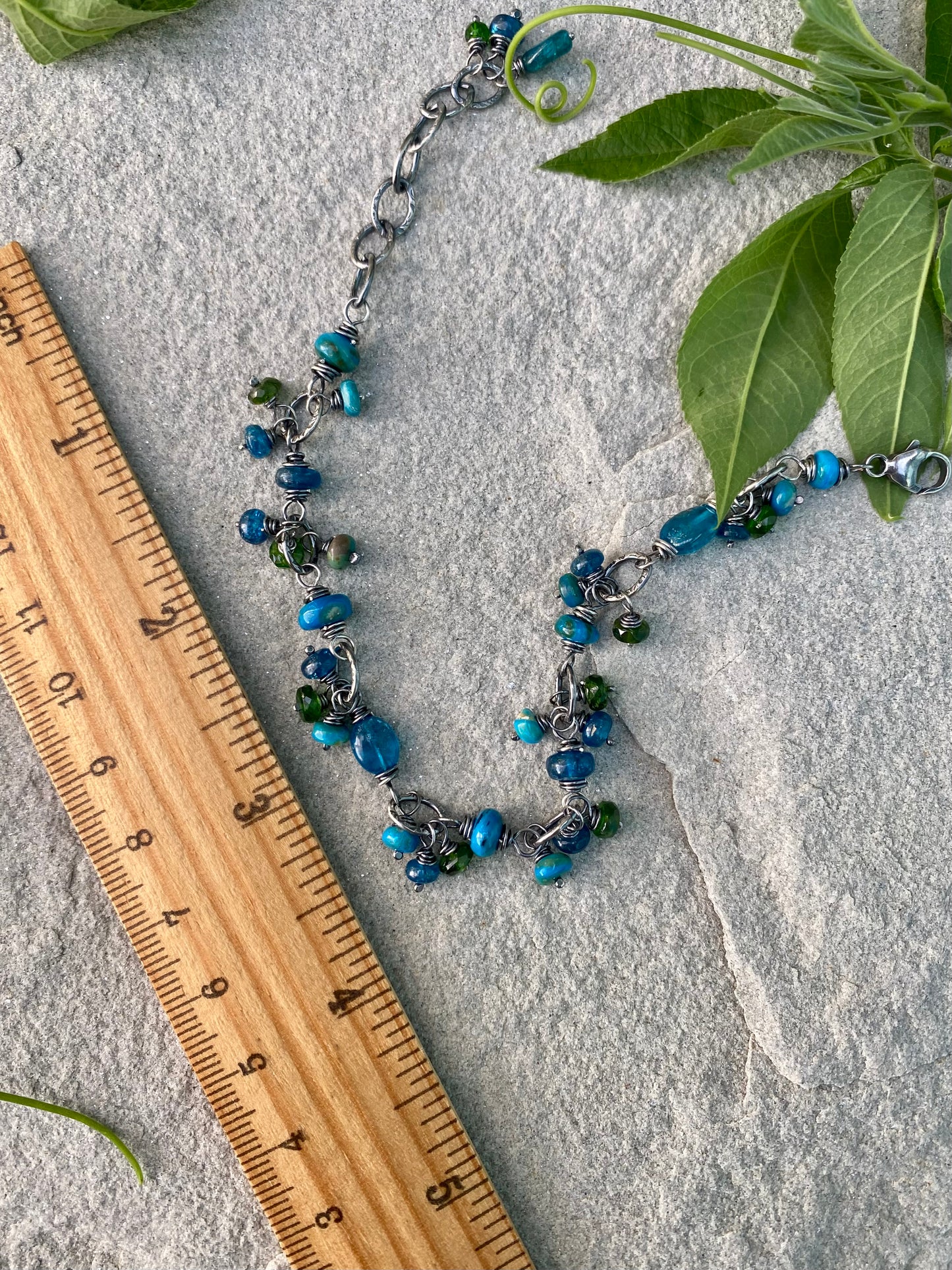 beaded boho bracelet - peruvian opal & chrome diopside