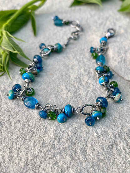 beaded boho bracelet - peruvian opal & chrome diopside