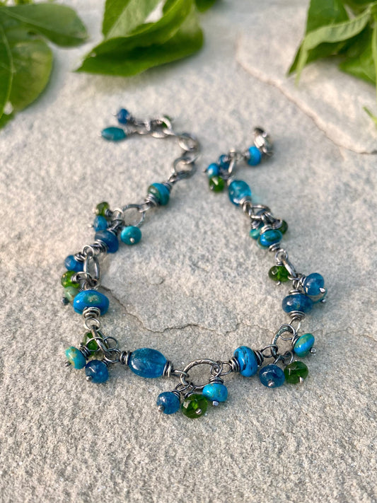 beaded boho bracelet - peruvian opal & chrome diopside
