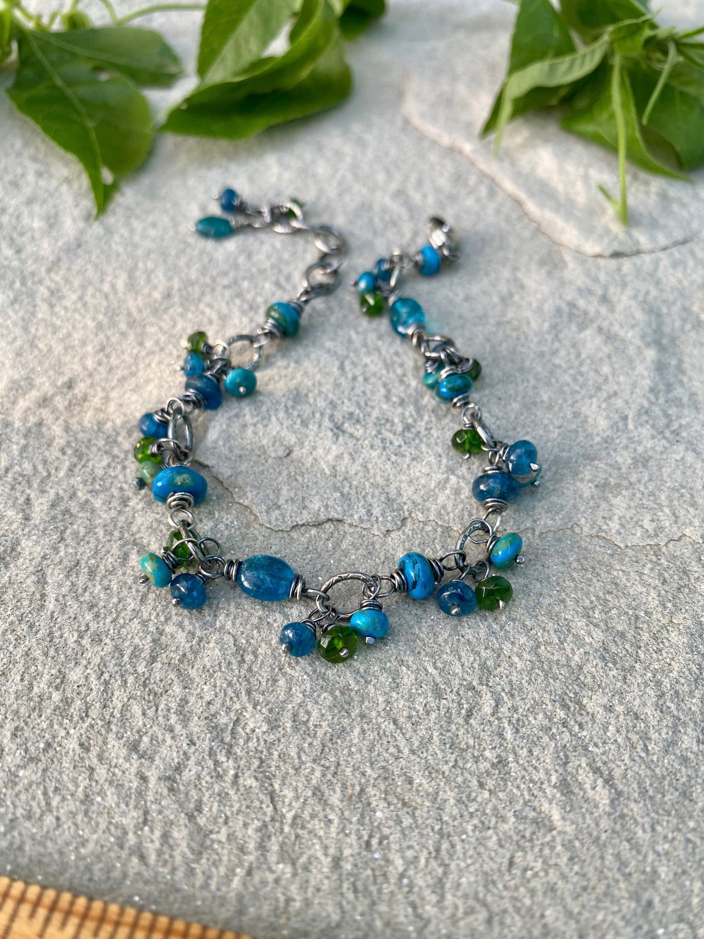 beaded boho bracelet - peruvian opal & chrome diopside