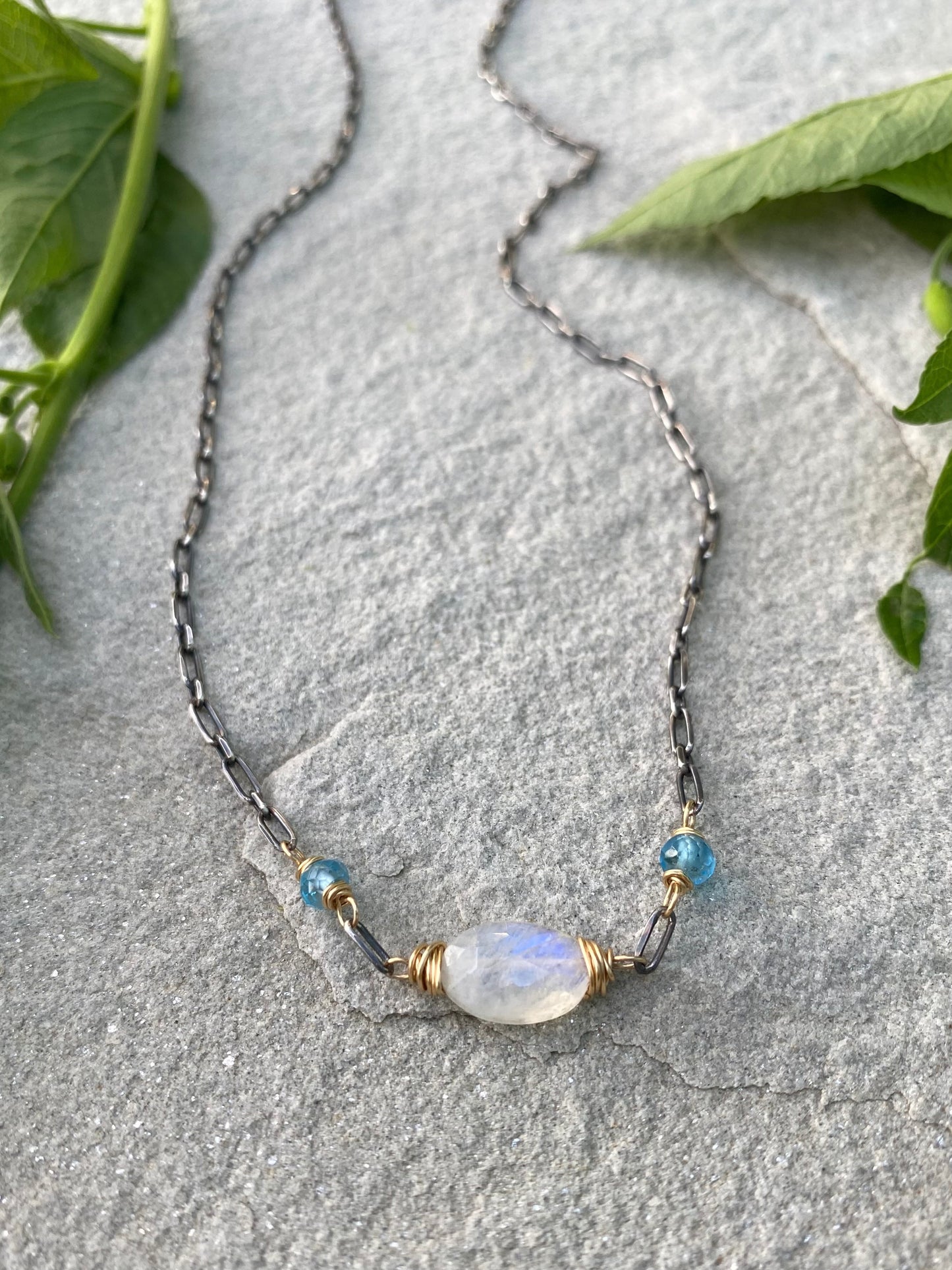 blue topaz moonstone necklace