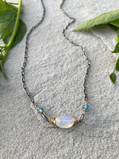 blue topaz moonstone necklace