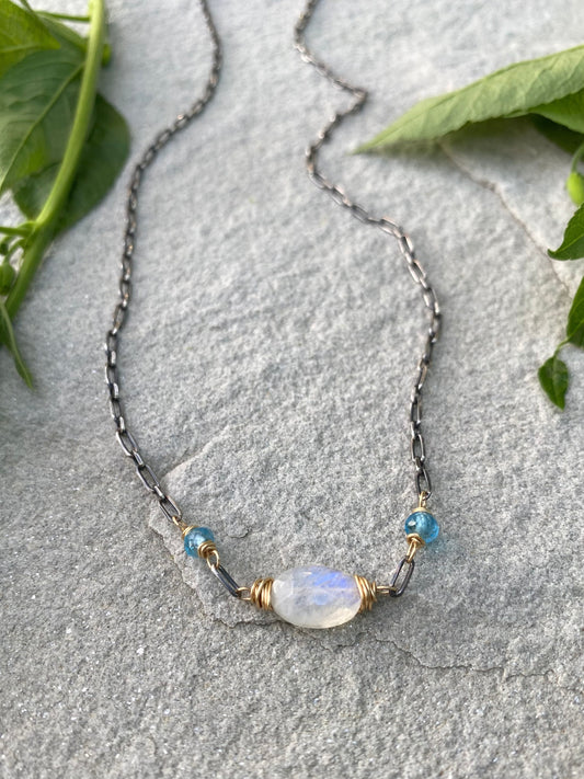 blue topaz moonstone necklace