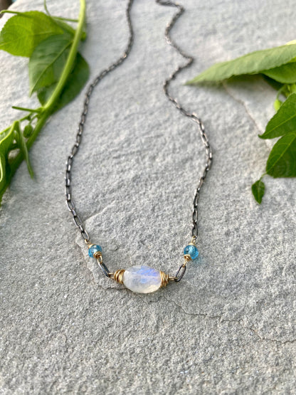 blue topaz moonstone necklace