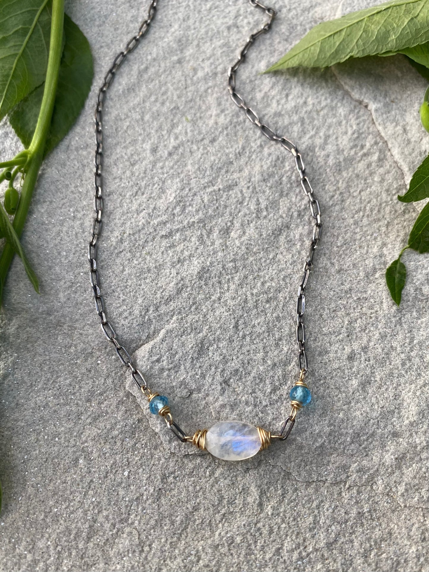 blue topaz moonstone necklace