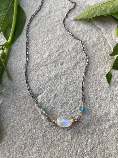 blue topaz moonstone necklace