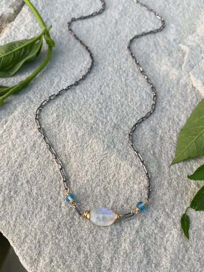 blue topaz moonstone necklace