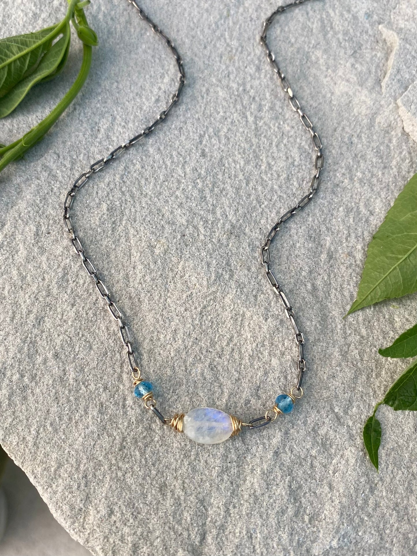 blue topaz moonstone necklace