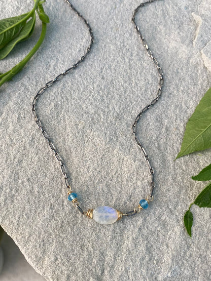 blue topaz moonstone necklace