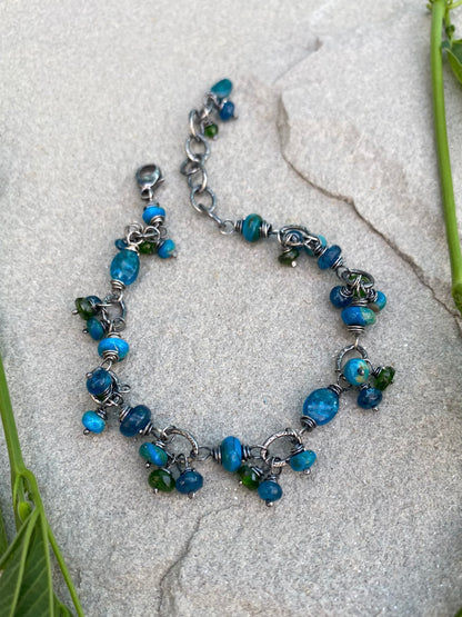 beaded boho bracelet - peruvian opal & chrome diopside