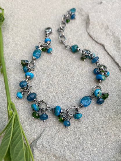 beaded boho bracelet - peruvian opal & chrome diopside