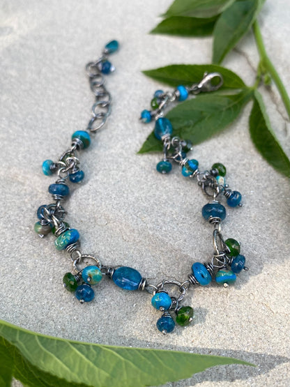 beaded boho bracelet - peruvian opal & chrome diopside