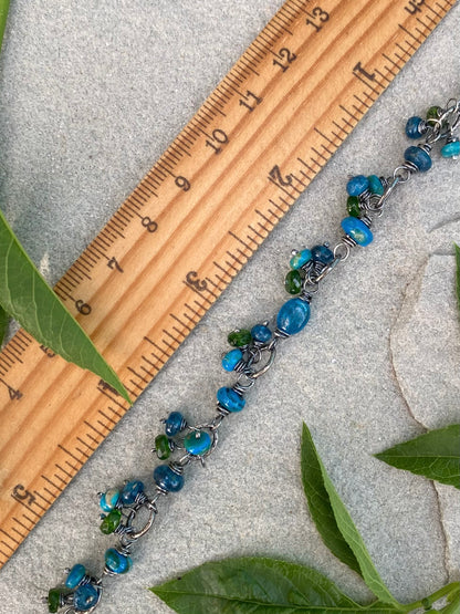 beaded boho bracelet - peruvian opal & chrome diopside