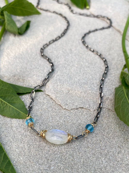blue topaz moonstone necklace