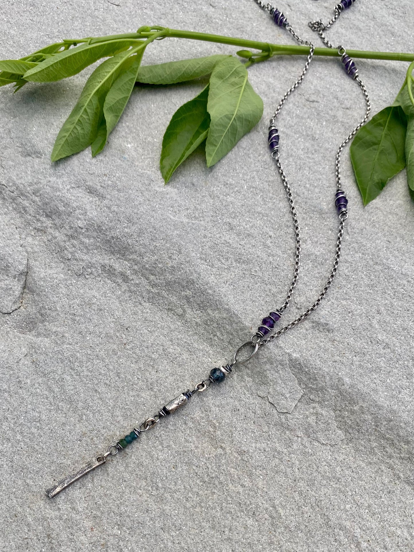 long wavy gem pendant