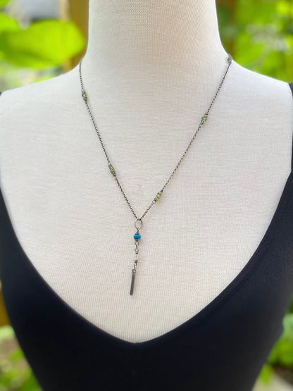 short wavy gem pendant