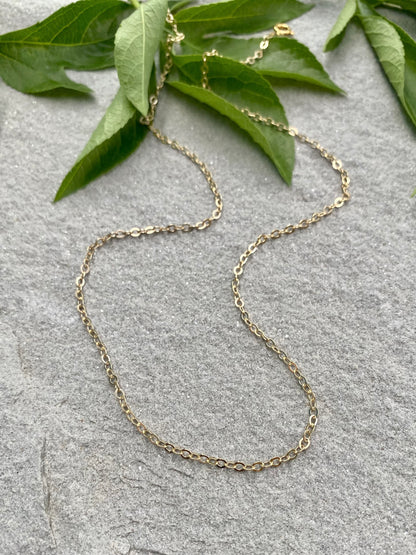 gold filled flat cable pendant chain