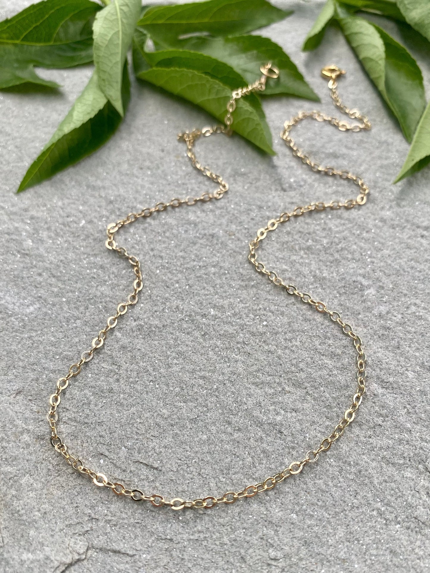 gold filled flat cable pendant chain